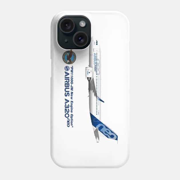 Illustration of Airbus A320 NEO F-WNEO Phone Case by SteveHClark