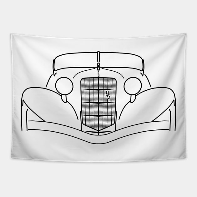 Auburn Speedster 851 1930s classic car black outline graphic Tapestry by soitwouldseem