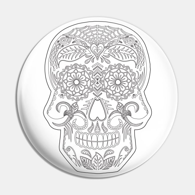 Day of the Dead Skull Color Me Pin by theMeticulousWhim