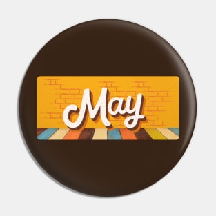 May Month Retro Text Pin