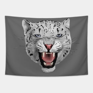 Snarling Snow Leopard Tapestry