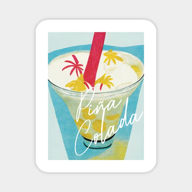 Pina Colada Retro Poster Beach Bar Prints, Vintage Drinks, Recipe, Wall Art Magnet by BetterManufaktur