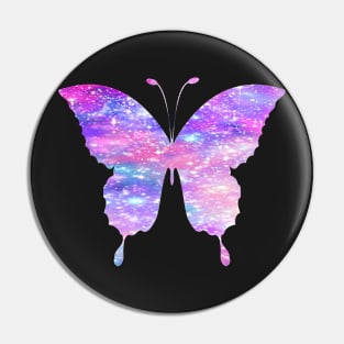 Bright Pink and Purple Galaxy Butterfly Pin