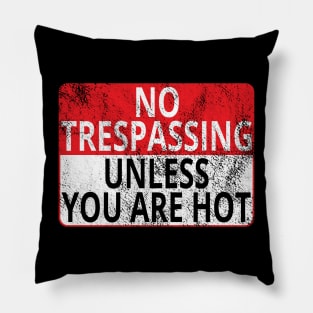 No Trespassing: Unless You Are Hot (Distressed Sign) Pillow