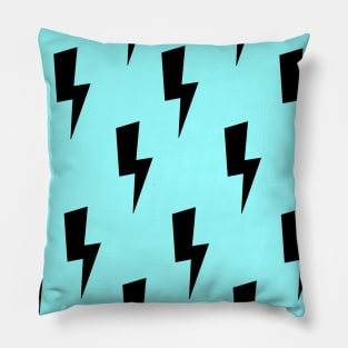 Lightning Bolts- Black on Teal Pillow