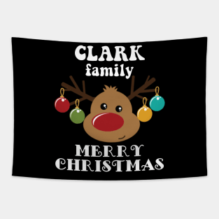 Family Christmas - Merry Christmas CLARK family, Family Christmas Reindeer T-shirt, Pjama T-shirt Tapestry