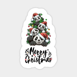 Panda Squad Wishing Merry Christmas Magnet