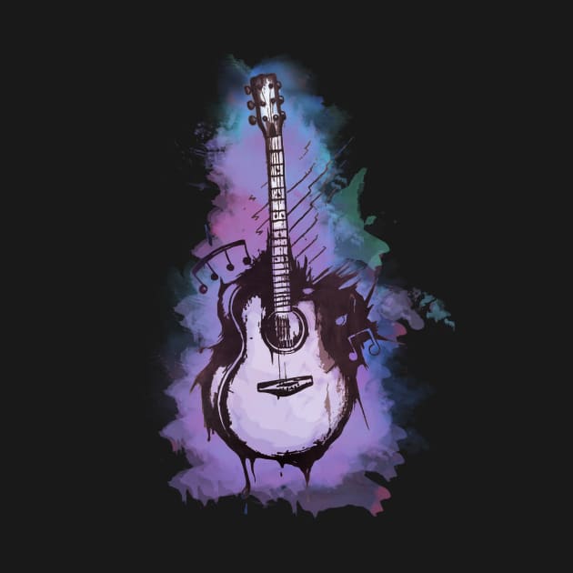 Watercolor Acoustic Guitar Digital Art by MythicalWorld