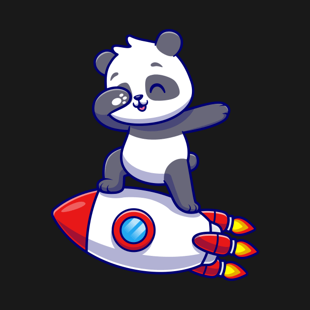 Cute Panda Dabbing On Rocket Cartoon by Catalyst Labs