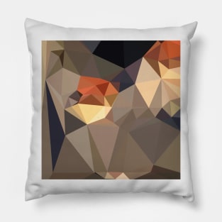 Cool Black Blue Brown Abstract Low Polygon Background Pillow