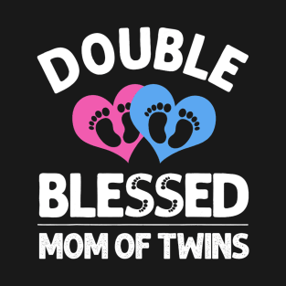 Funny New Mom Of Twins Gift For Women Mother Announcement T-Shirt