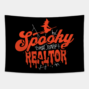 Cute Halloween Spooky Realtor Orange and Black Halloween Witch Real Estate Agent Tapestry