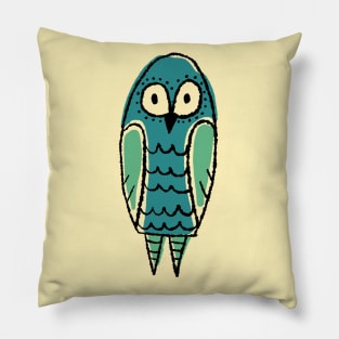 Tall and Cute Blue Owl Simple Illustration Pillow