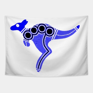 Aboriginal Art - Kangaroo Blue Tapestry