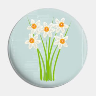 White Daffodils Spring Art Pin