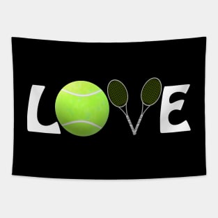 Tennis Lovers Rackets and Ball (White Letters) Tapestry