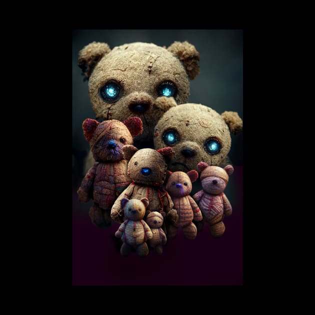 8 Teddy bears watching by jetti