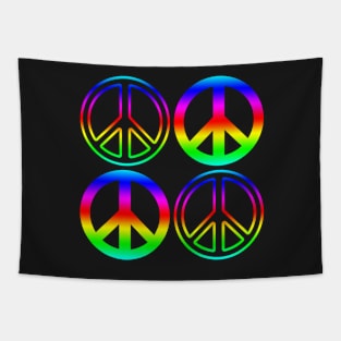 Rainbow Peace Signs Pattern Tapestry