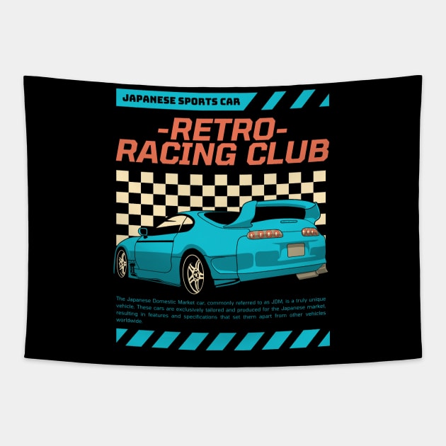 Retro Racing Club Japanese Sports Car Tapestry by Tip Top Tee's