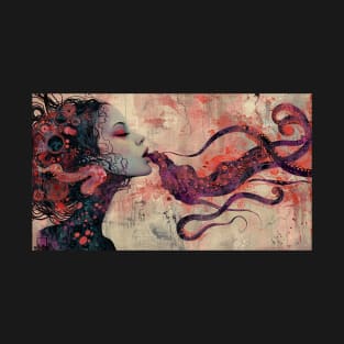 Asian Octopus Monster Woman Painting T-Shirt