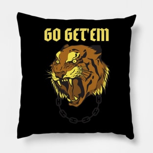 Mens Go Get Em Tiger Funny Motivational Big Cat Tee Pillow