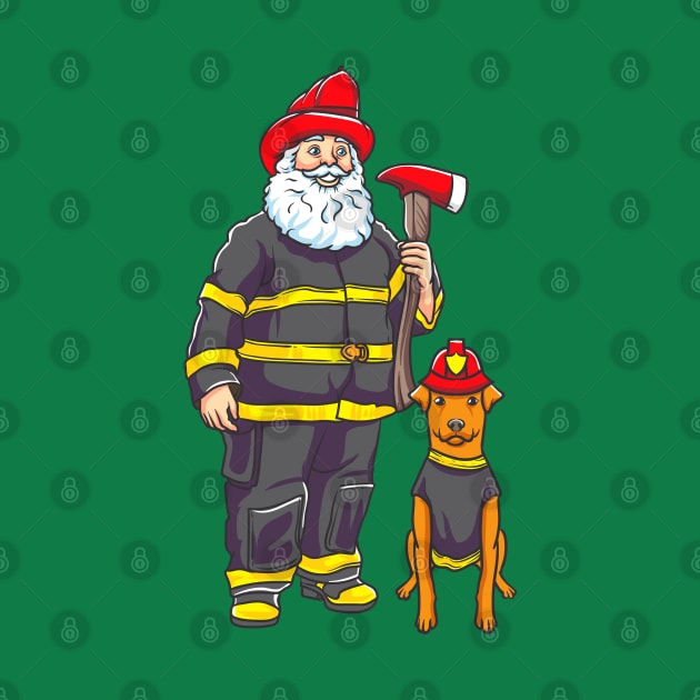 Firefighter Santa Fireman Merry Christmas by E