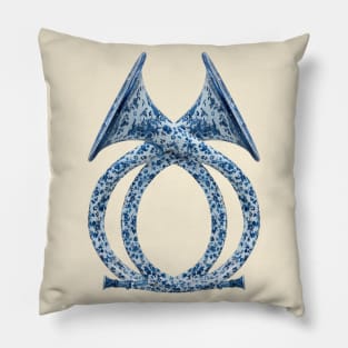 Ancient Blue Ceramic Horns (Aerophone) Pillow