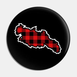 Lasqueti Island Silhouette in Red and Black Plaid - Simple Canadian Pattern - Lasqueti Island Pin