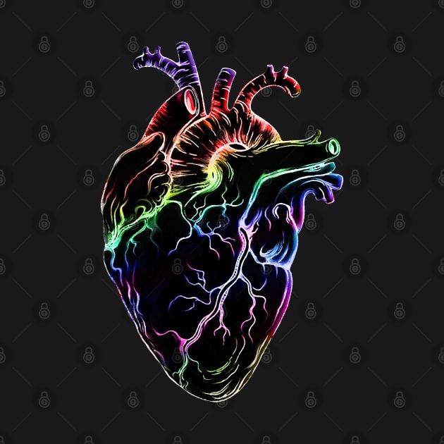 Heart Human Anatomy raimbow black by Collagedream