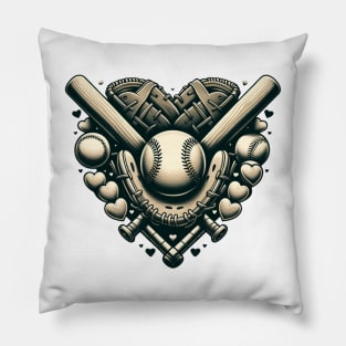 Baseball Valentine Steampunk Pillow