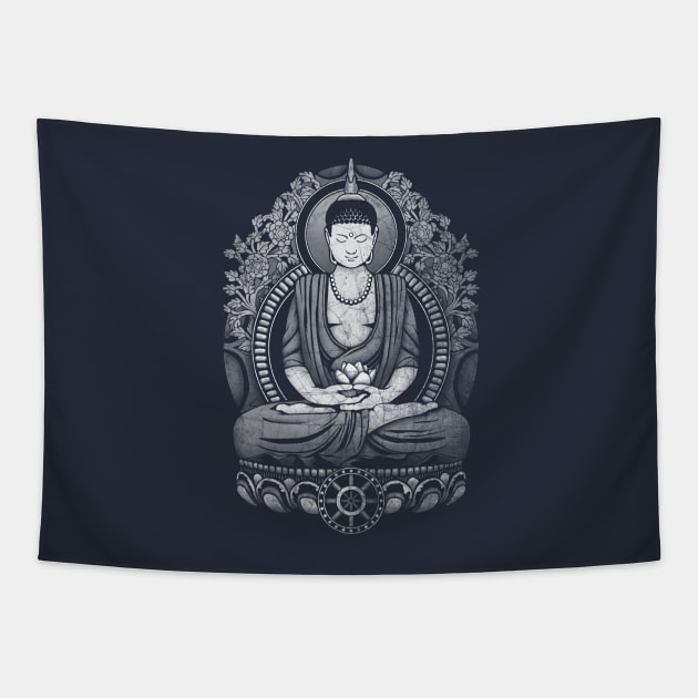 Gautama Buddha Distressed Halftone Tapestry by GAz