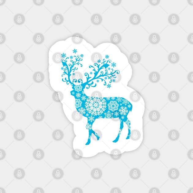 Turquoise blue Christmas deer Magnet by beakraus