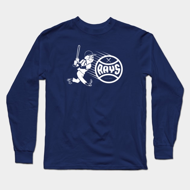 deadmansupplyco Vintage Baseball - Tampa Bay Rays (White Rays Wordmark) Long Sleeve T-Shirt