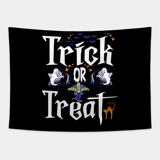 Funny Halloween Trick Or Treat Tapestry by Merch Manias