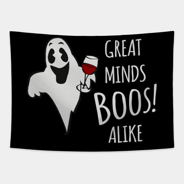 Great Minds Boos Alike Funny Ghost Wine Tapestry by Flippin' Sweet Gear