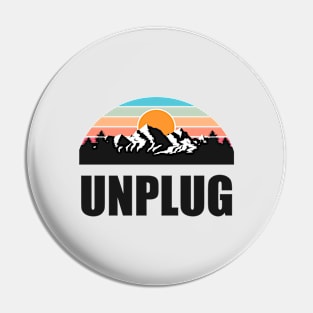 UNPLUG Colorful Mountain Sunset Scratched Rough Design With Snow on the mountain peaks Pin