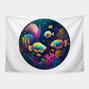 Tropical Fish in 16 bit Reef Underwater Tapestry