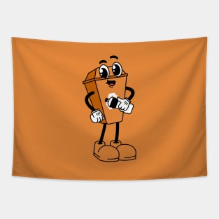 Trash Can Cartoon Orange Tapestry