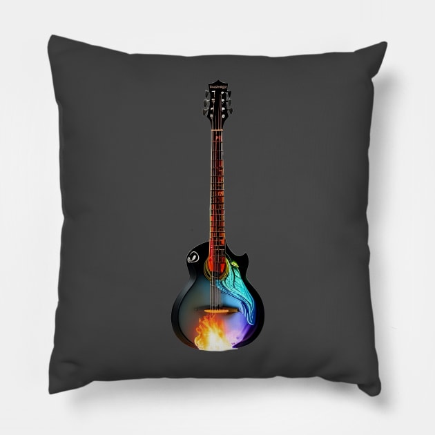 Neon Fire Guitar Pillow by DUSTRAGZ