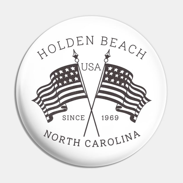 Holden Beach, NC Summertime Vacationing Patriotic Flags Pin by Contentarama