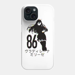 ES17 Glitch Lena / Handler One 86 Eighty Six Dope Black and White Anime Girls Characters Minimalist Silhouette Wallpaper with Vladilena Milize Japanese Kanji Letters x Animangapoi August 2023 Phone Case