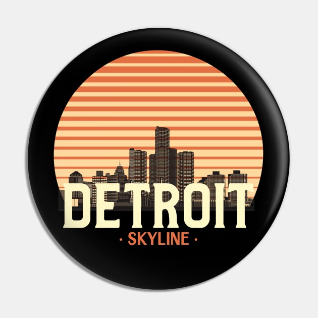 Detroit city skyline skyscraper vintage retro Pin by thegoldenyears