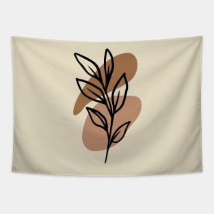 Modern Minimalist Simple Abstract Pastel Pink Black Leaf Art Tapestry