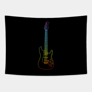 S-Style Electric Guitar Colorful Outline Tapestry