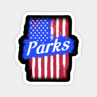 American Flag Parks Family Gift T-shirt For Men Women, Surname Last Name Magnet