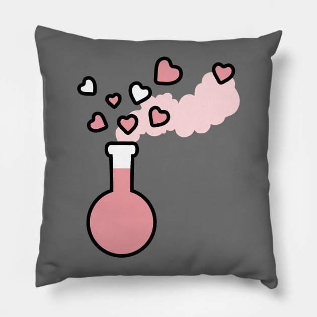 Pink Love Magic Potion in Laboratory Flask Pillow by XOOXOO