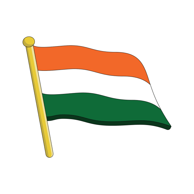 India flag Sticker design vector. India independence day 15th of august. Flag of the Republic of India in the wind on flagpole sticker design logo. by AlviStudio