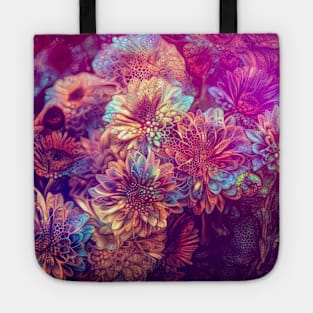 Fractal glowing flowers Tote