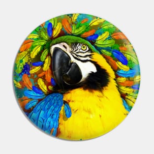 Gold and Blue Macaw Parrot Fantasy Pin