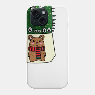 Cute Cactus Design #284: Eves Pin Cacti In Christmas Bear Pot Phone Case